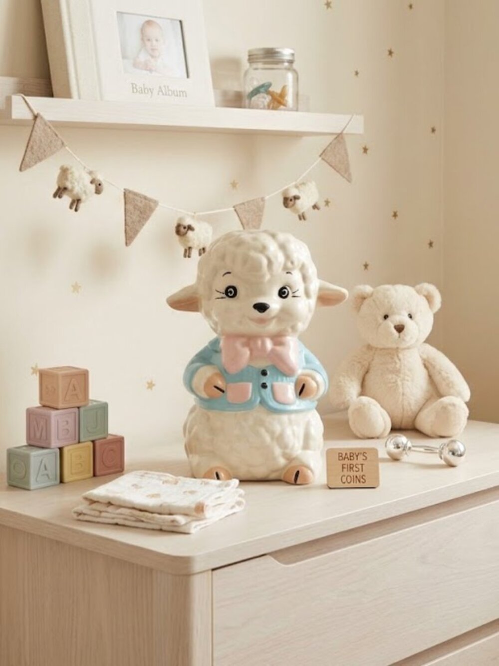 Cute as a Lamb bank but not a piggy bank.